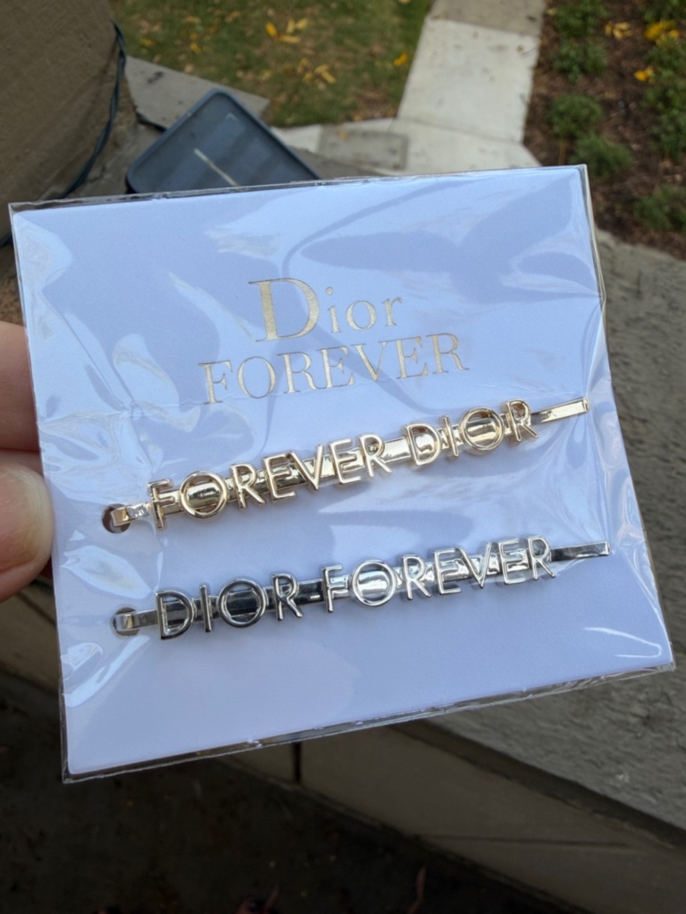 New Dior FOREVER Logo Hair Pins in Gold and Silver